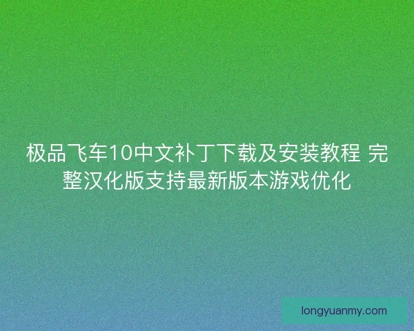 极品飞车10中文补丁下载及安装教程 完整汉化版支持最新版本游戏优化