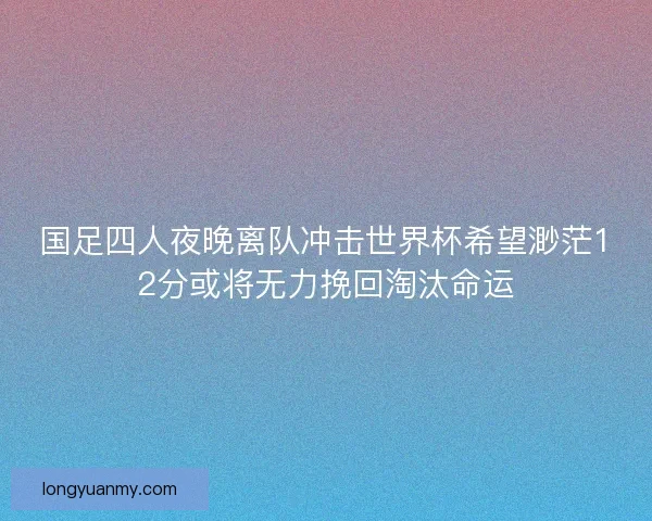 国足四人夜晚离队冲击世界杯希望渺茫12分或将无力挽回淘汰命运